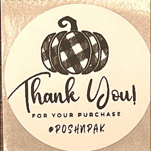 POSHER FAV! 100 CUSTOM STICKERS with your Closet name- Fall Plaid Pumpkin - Picture 2 of 9